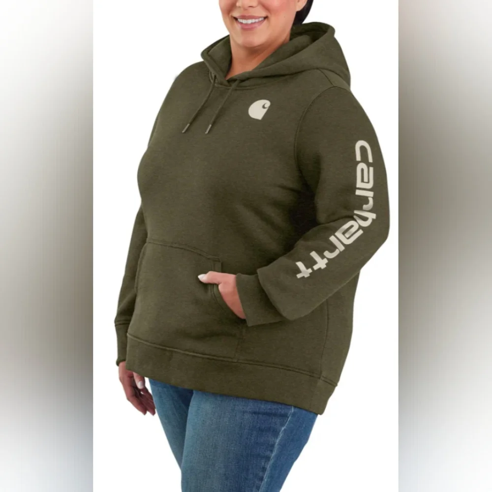 Carhartt Wmn's Midweight Logo Sleeve Graphic Hoodie Size 1X MSRP $59.99 - Picture 1 of 8